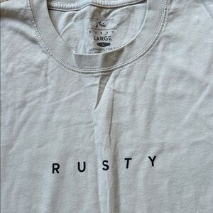 Rusty Minimal Logo Crew Neck 100% Cotton T-Shirt Size L